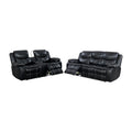 2-Piece Power Recliner Sofa and Loveseat Set in Black Faux Leather X913584