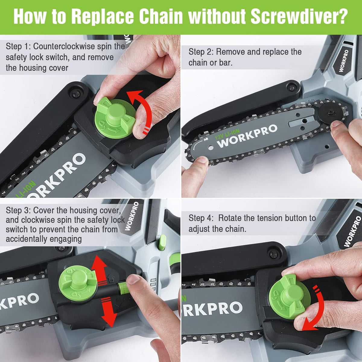 6" Cordless Mini Chainsaw with 2 Batteries and Replacement Guide Bar B615577