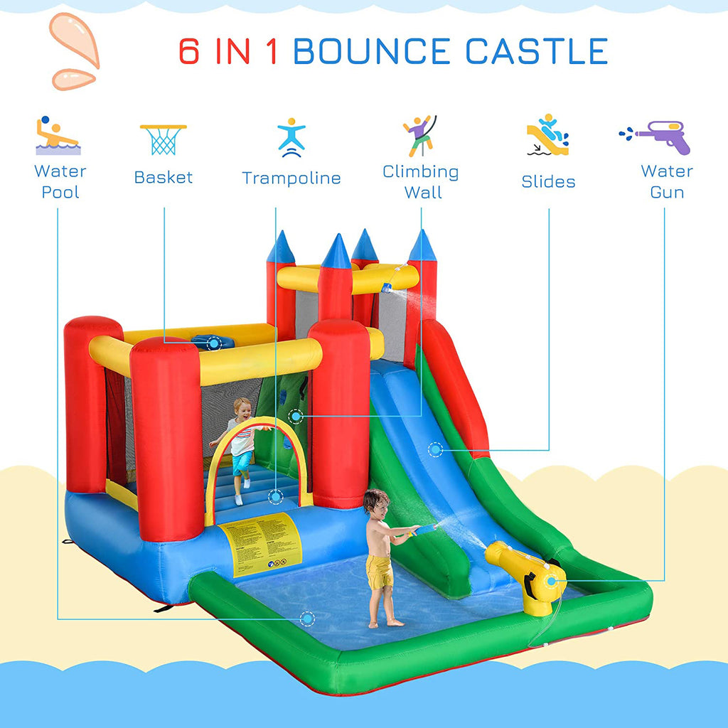 6 in 1 Inflatable Water Slide Bounce House with Air Blower T617