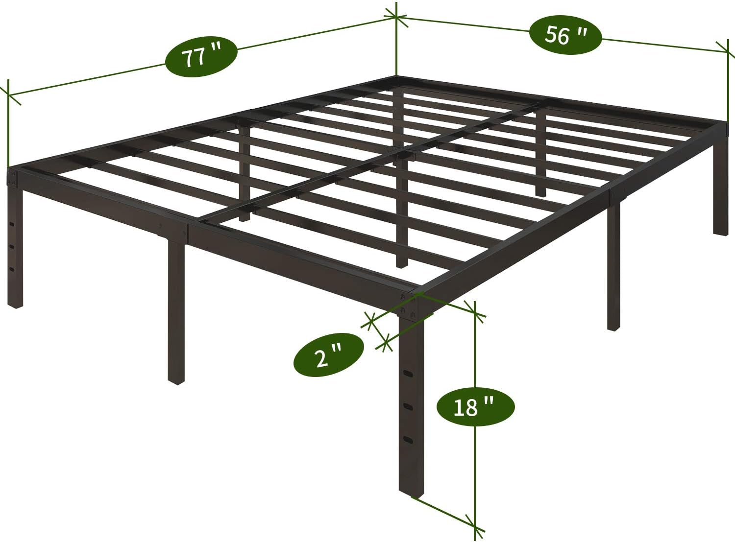 18 Inch Metal Platform Bed Frame with Steel Slats F305