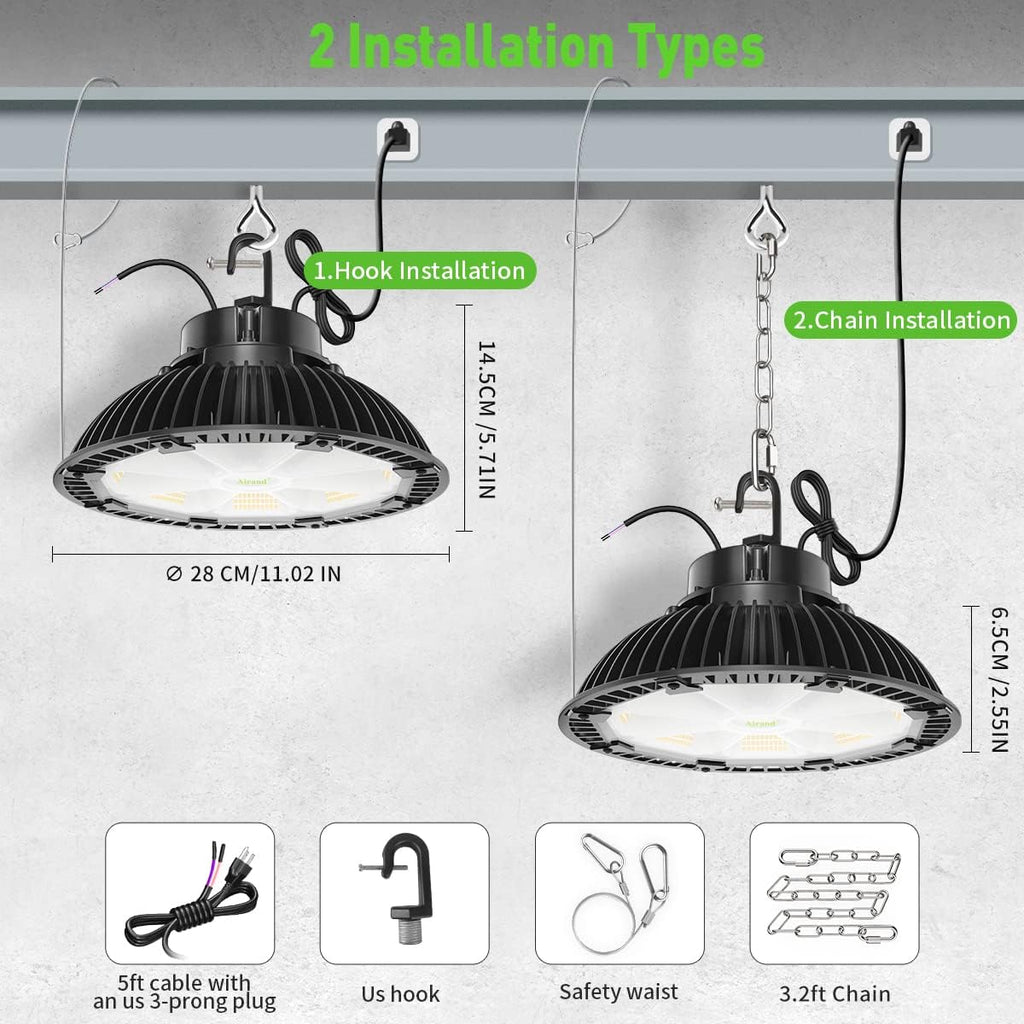 200W Dimmable LED High Bay Light, 28000LM, 100-277V, 5000-5500K, IP65 Waterproof H9134