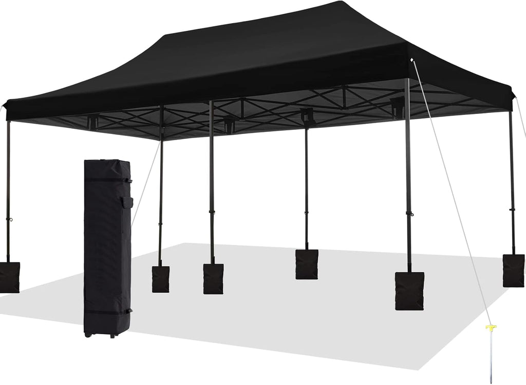 10'x10' Pop Up Canopy Tent with Sand Weights & Roller Bag C3673