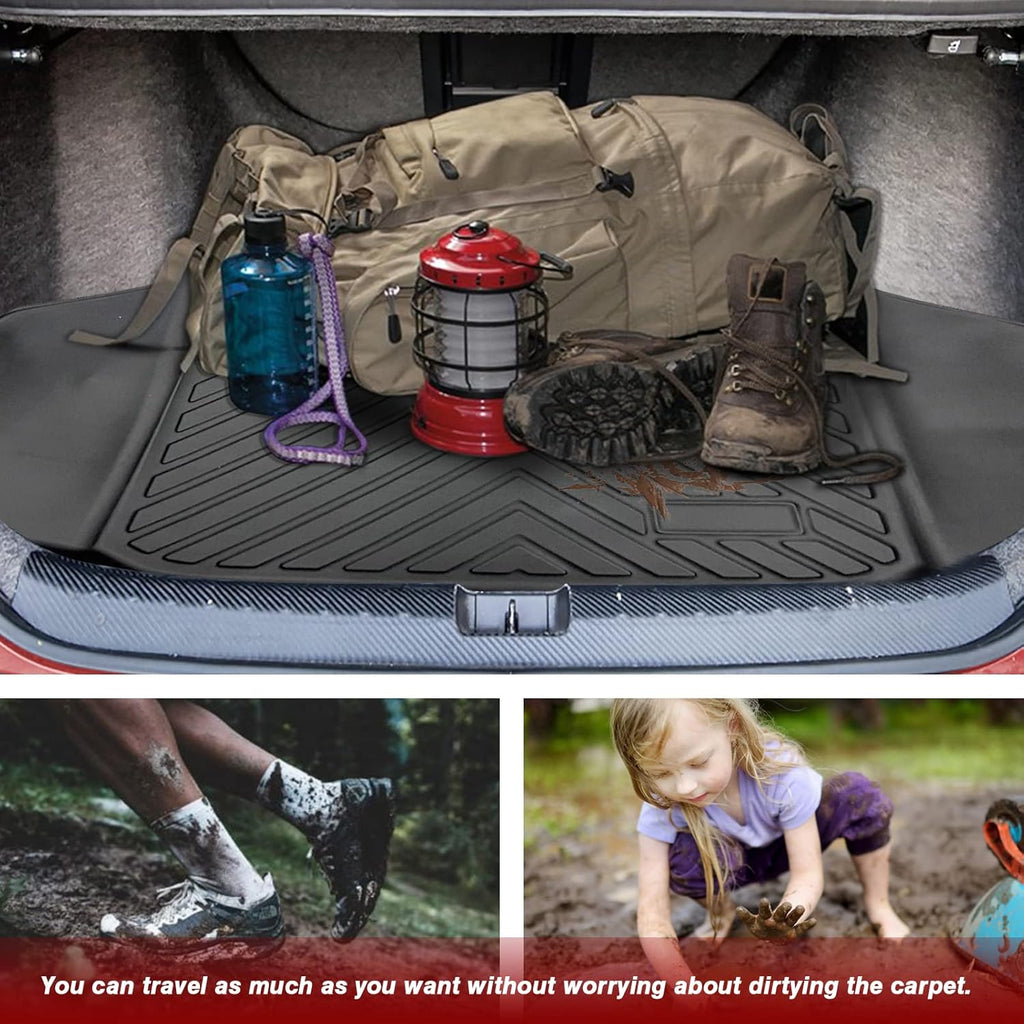 Black All Weather Waterproof TPV Rear Trunk Cargo Mat, Pack of 2 Z64681