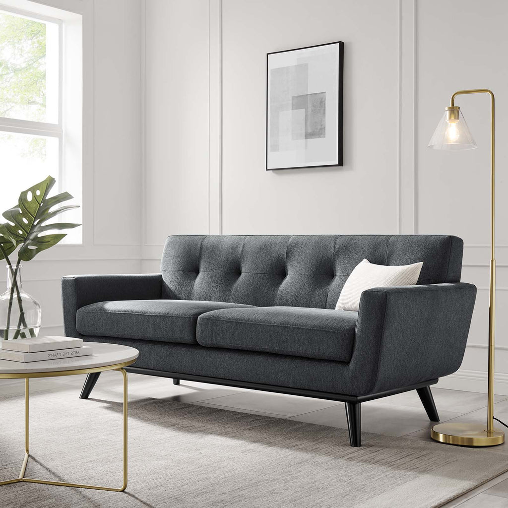 Charcoal Grey Fabric Loveseat Sofa H24516