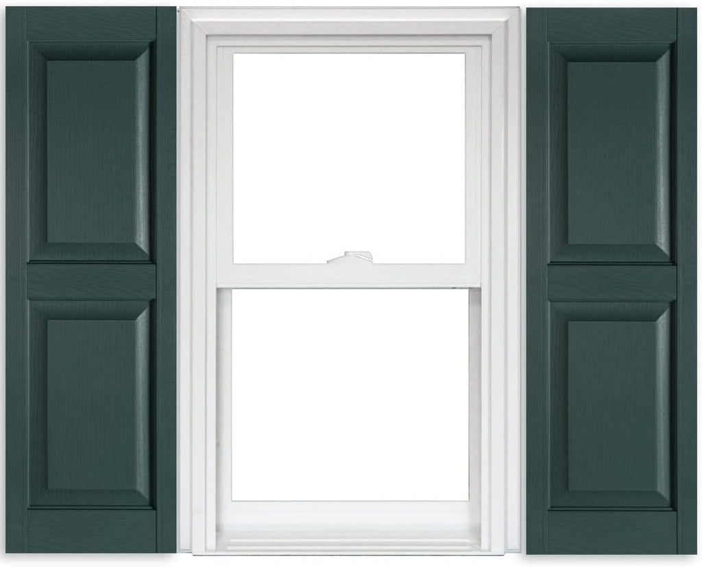 White Vinyl Raised Panel Shutters 15 Inch x 51 Inch Pack of 2 J982