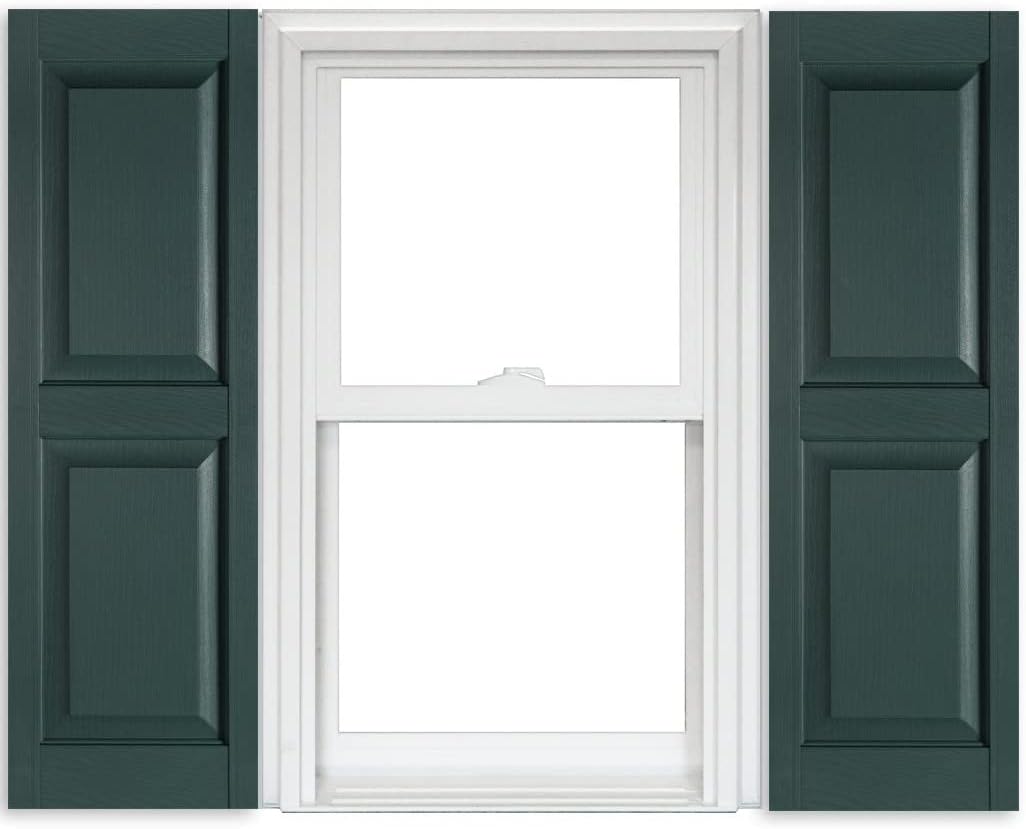 White Vinyl Raised Panel Shutters 15 Inch x 51 Inch Pack of 2 J982