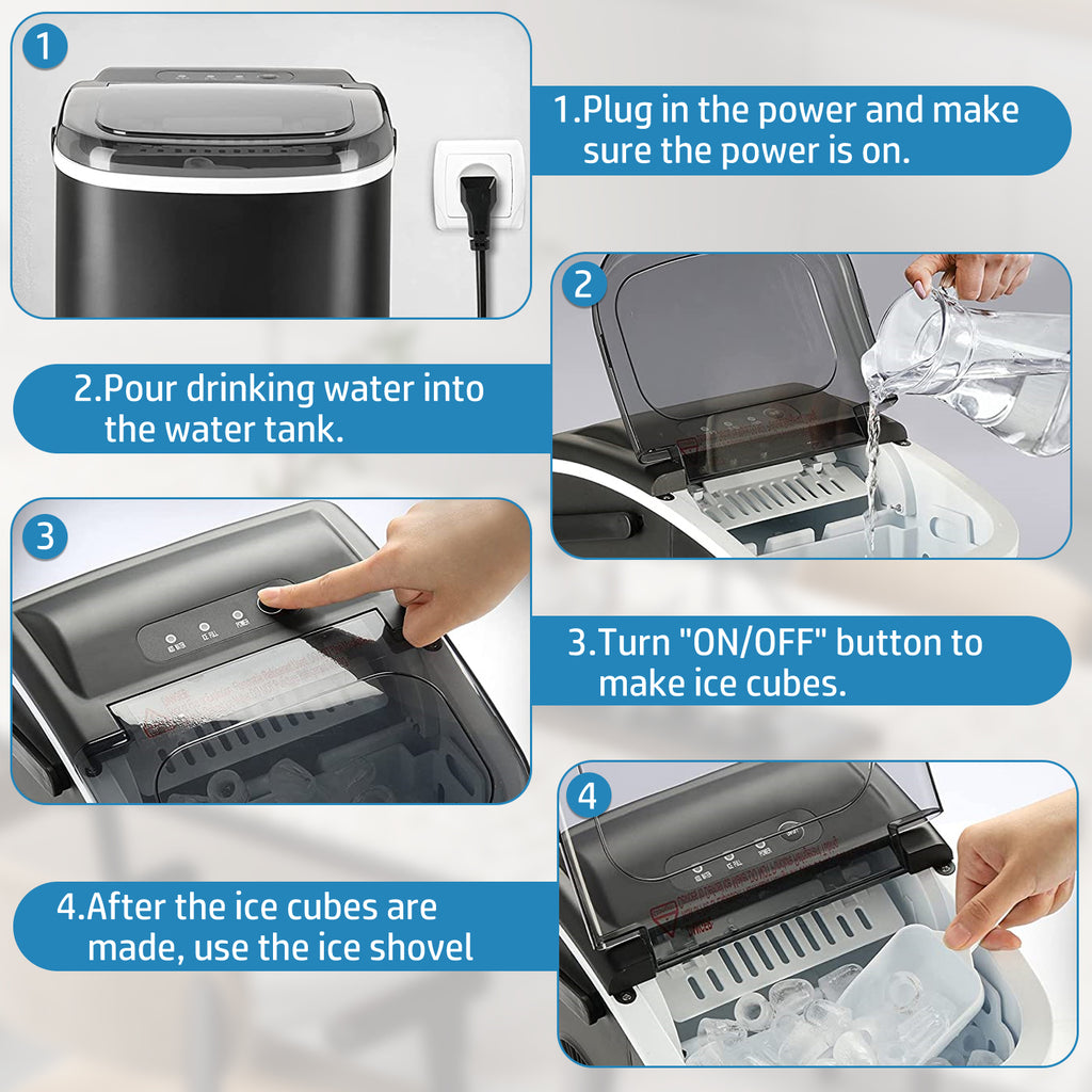 Black Countertop Ice Maker with Handle E805