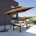 Brown Cantilever Umbrella with Cross Base X740283