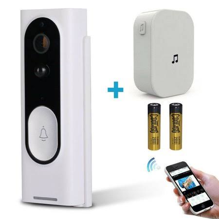 Wireless WiFi Video Doorbell Security Camera with Doorbell Receiver Chime, 2 Rechargeable 18650 B Z7192
