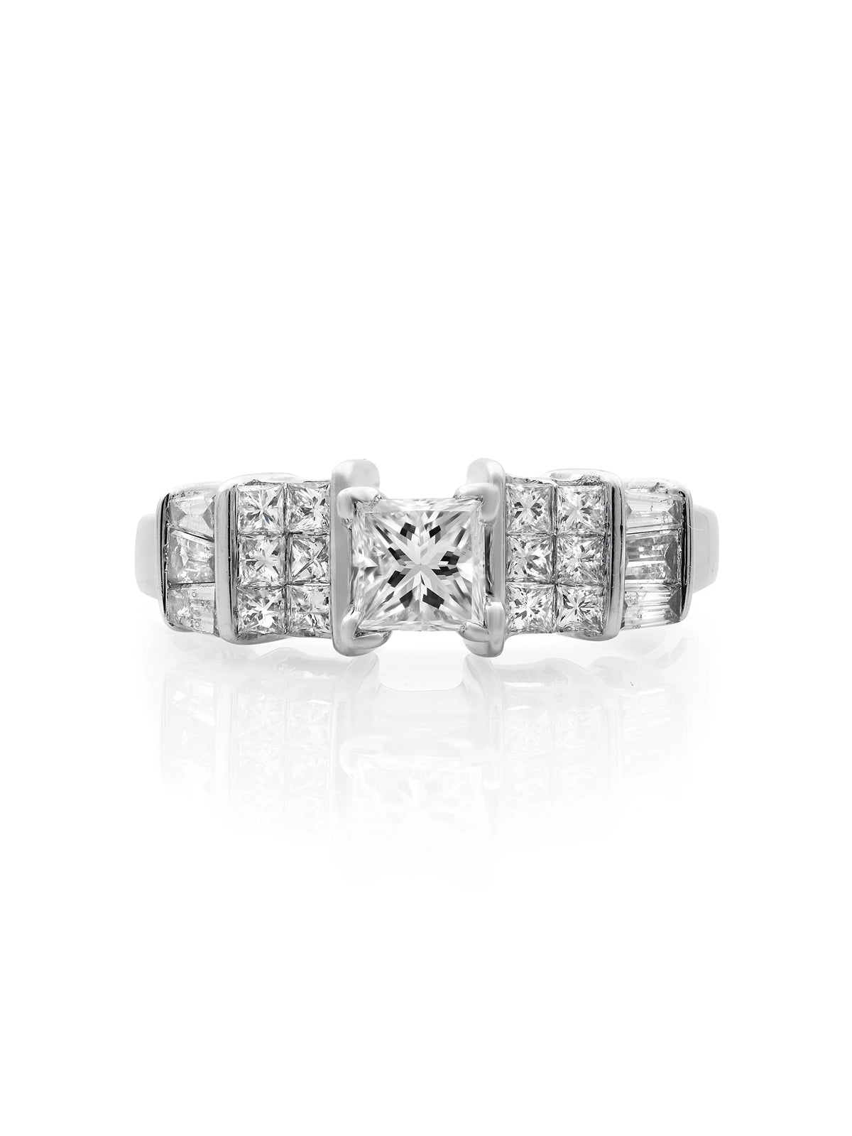 Princess Cut Diamond Engagement Ring 14K White Gold 1.00cts Size 7 Y263963