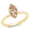 Champagne Simulated Diamond Marquise Cut Ring Size 6.25 H39665