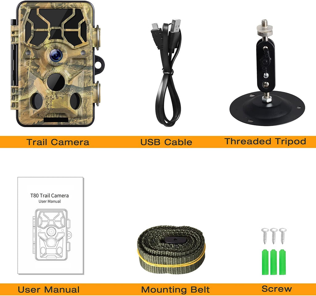 WiFi Trail Camera 24MP 1296P with No Glow Night Vision 82FT, IP66 Waterproof A5300