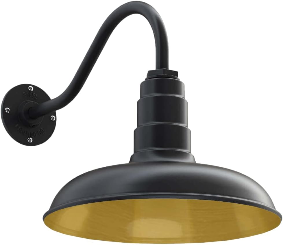 Gooseneck Barn Light with Steel Dome, 16 Gooseneck, Black Q96485