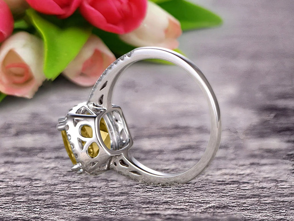 10k White Gold Halo Engagement Ring T600