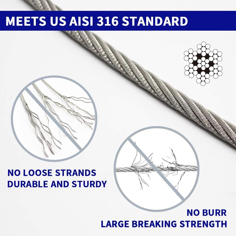 1/8 T316 Stainless Steel Cable 600FT Wire Rope C33905