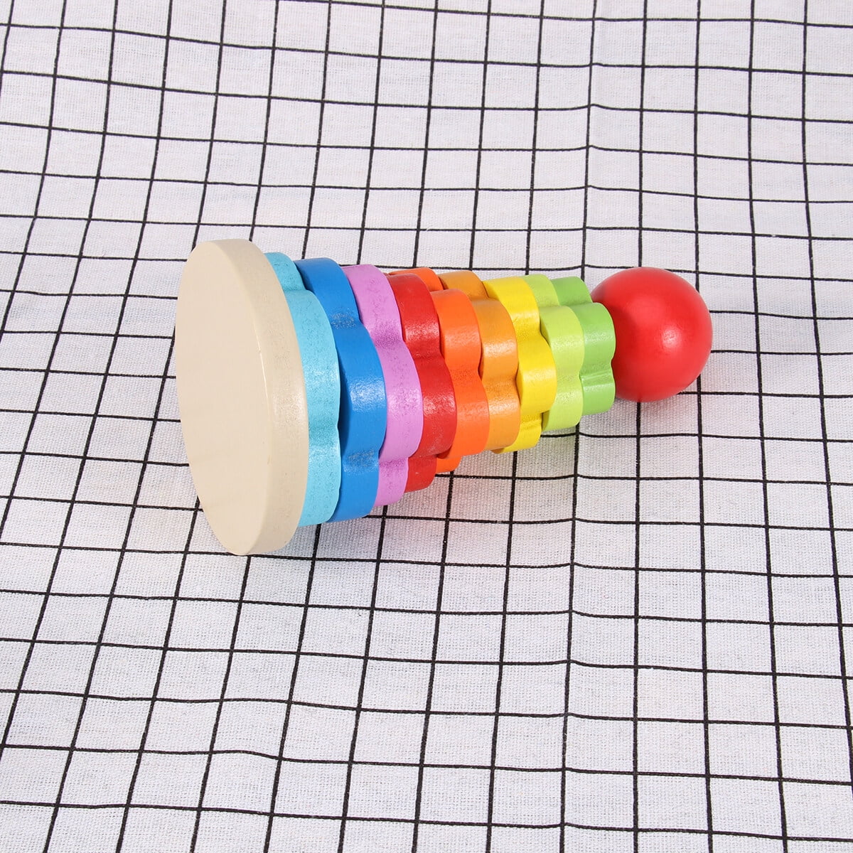 Rainbow Stacking Game Toy Circle Building Blocks Tower Educational Wooden Toy L841022