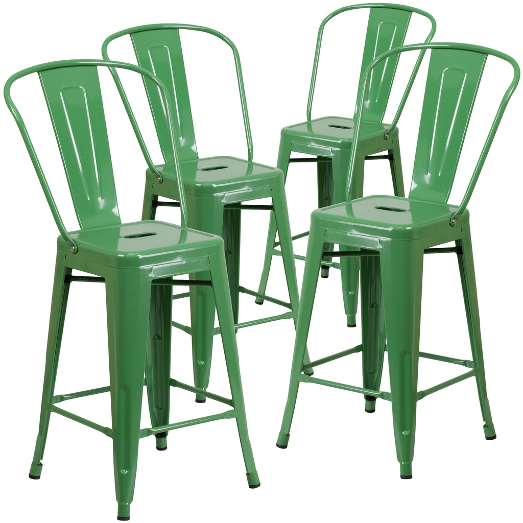 4 Pack 24" High Metal Counter Height Stool with Back Copper E537
