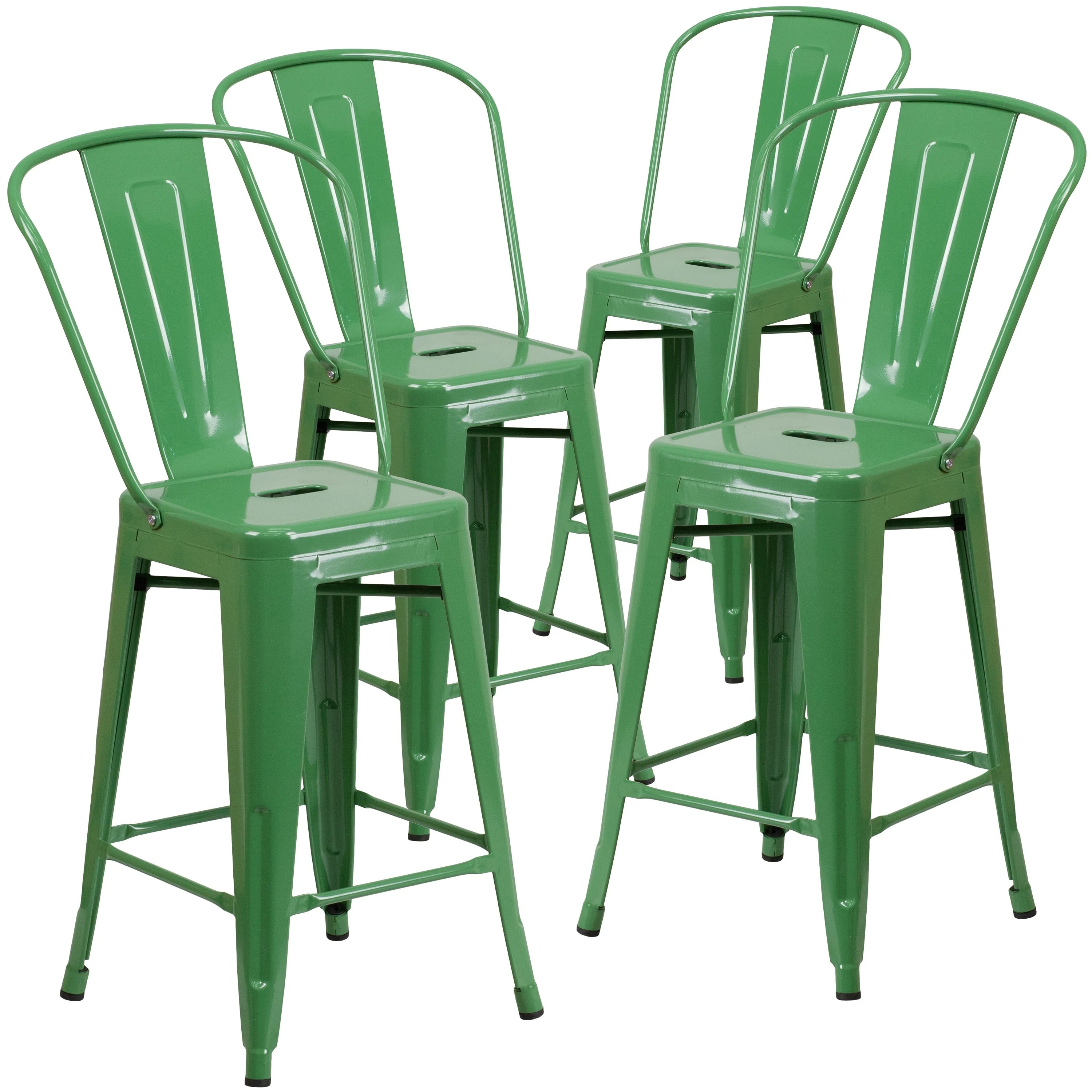 4 Pack 24" High Metal Counter Height Stool with Back Copper E537