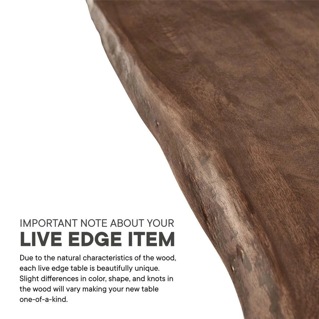 96" Live Edge Acacia Wood Dining Table in Gold Walnut M668