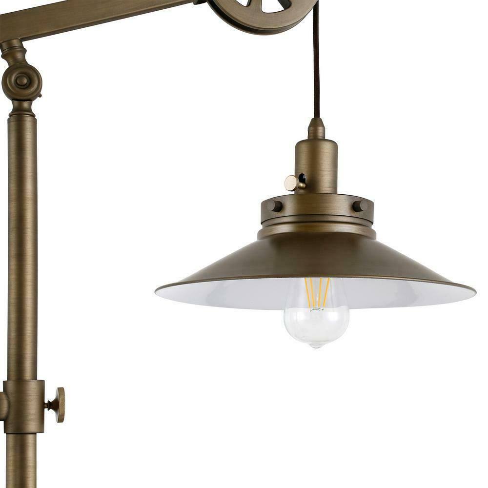 Brushed Brass Wide Brim Floor Lamp with Pulley System M2067