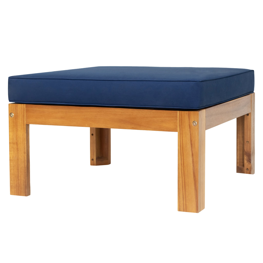 5 Piece Wood Patio Furniture Set with Blue Cushions and Coffee Table X55390