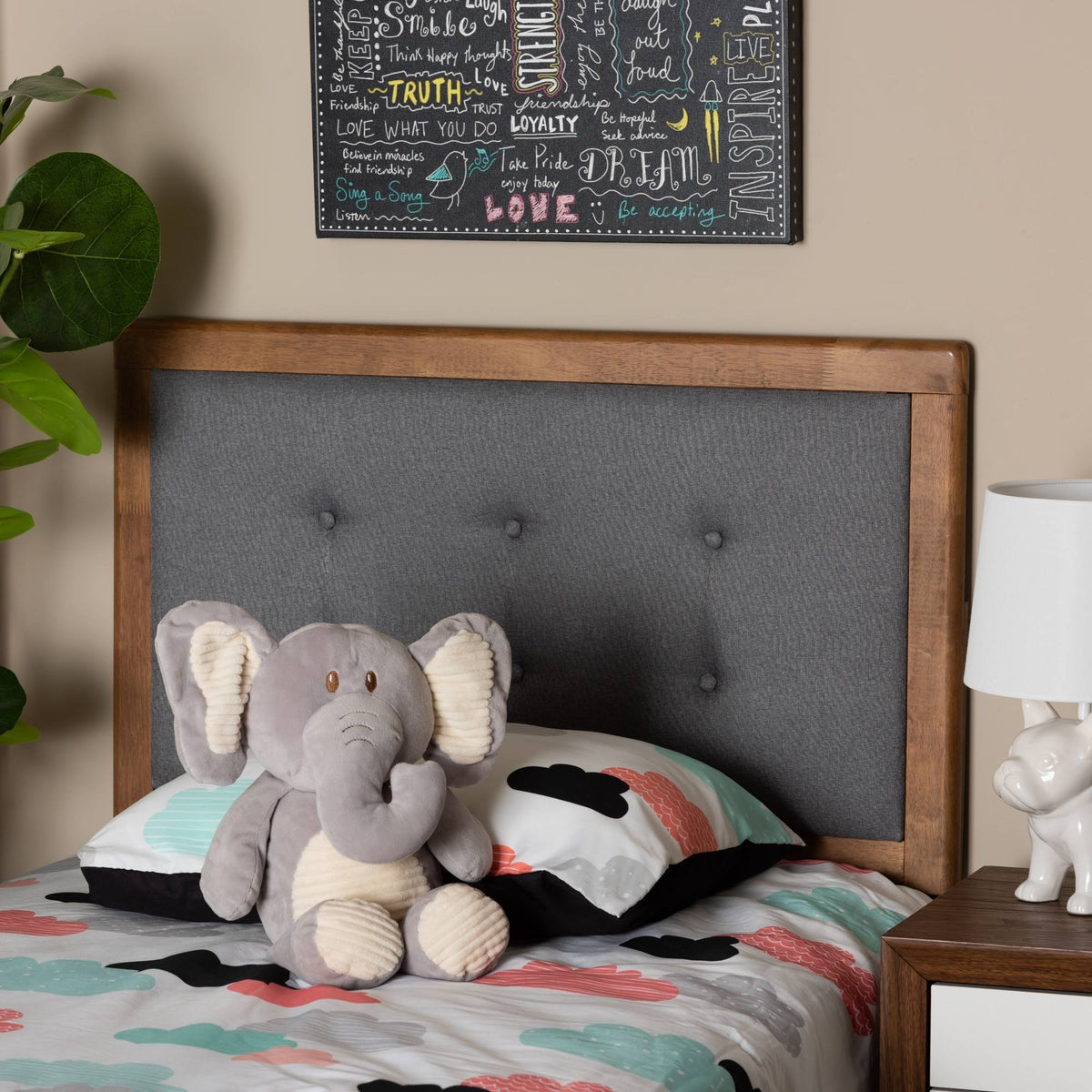 Beige Twin Size Headboard V71059