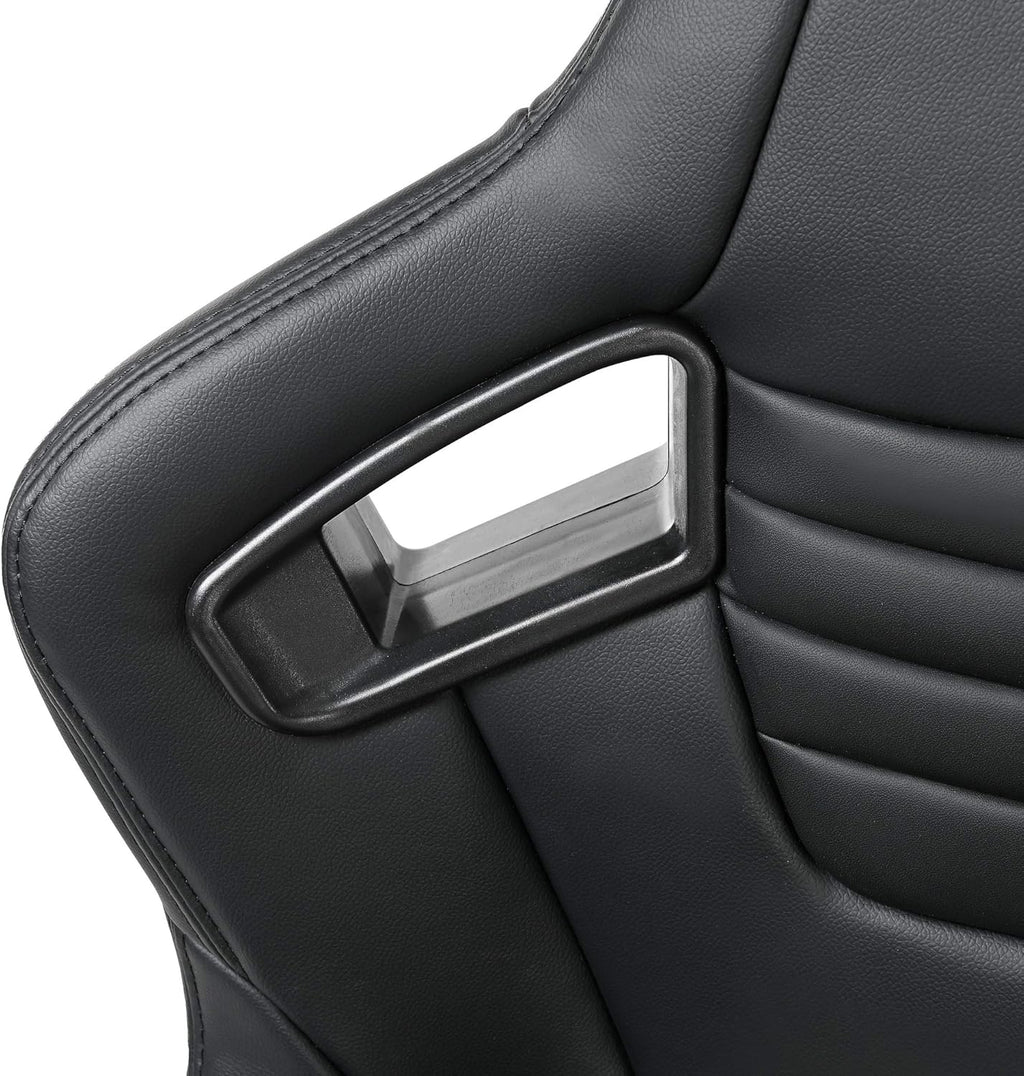 Pair of PVC Leather Racing Bucket Seats with Dual Sliders, Black O2544