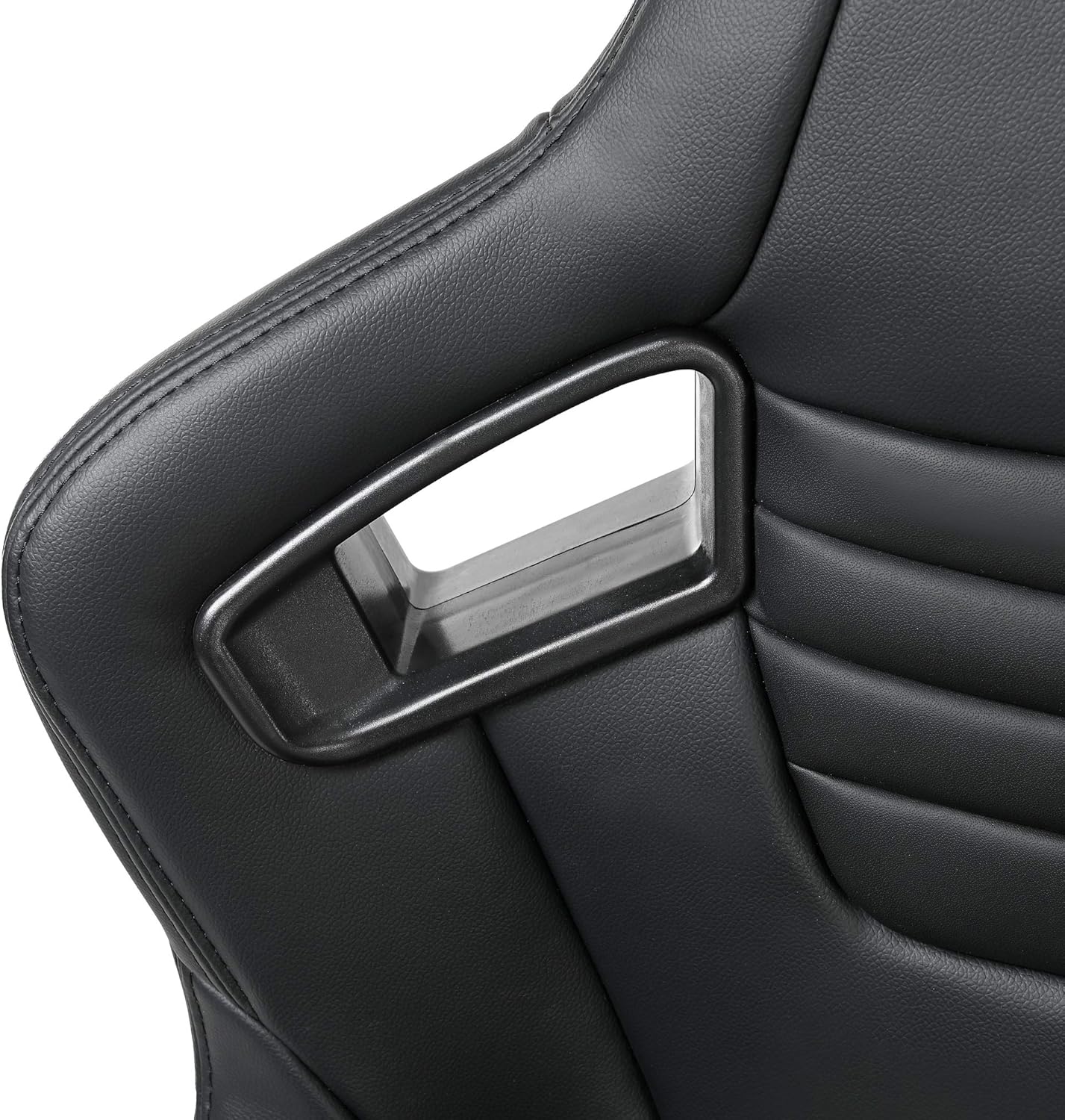 Pair of PVC Leather Racing Bucket Seats with Dual Sliders, Black O2544