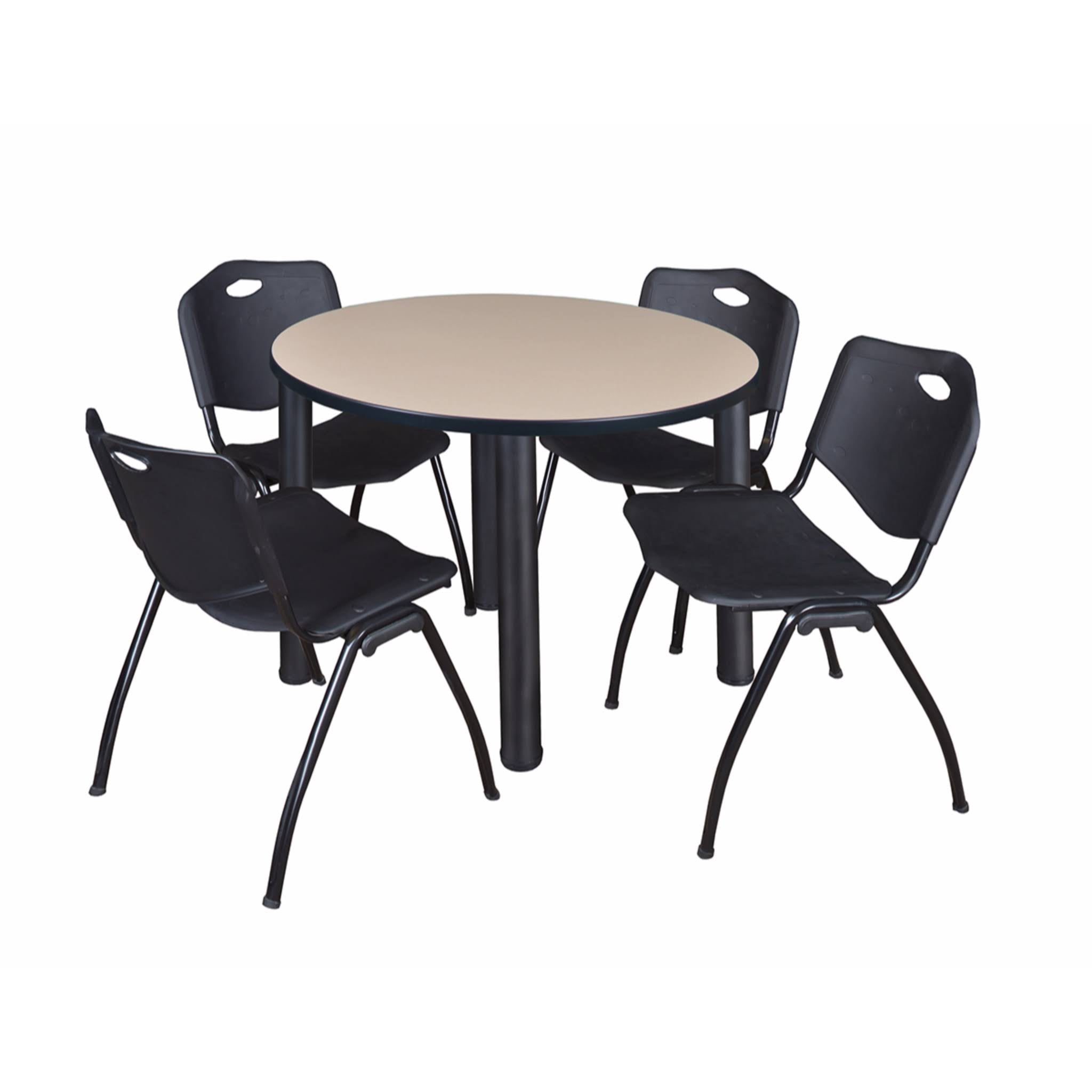 Round Breakroom Table with 4 Stack Chairs K82408