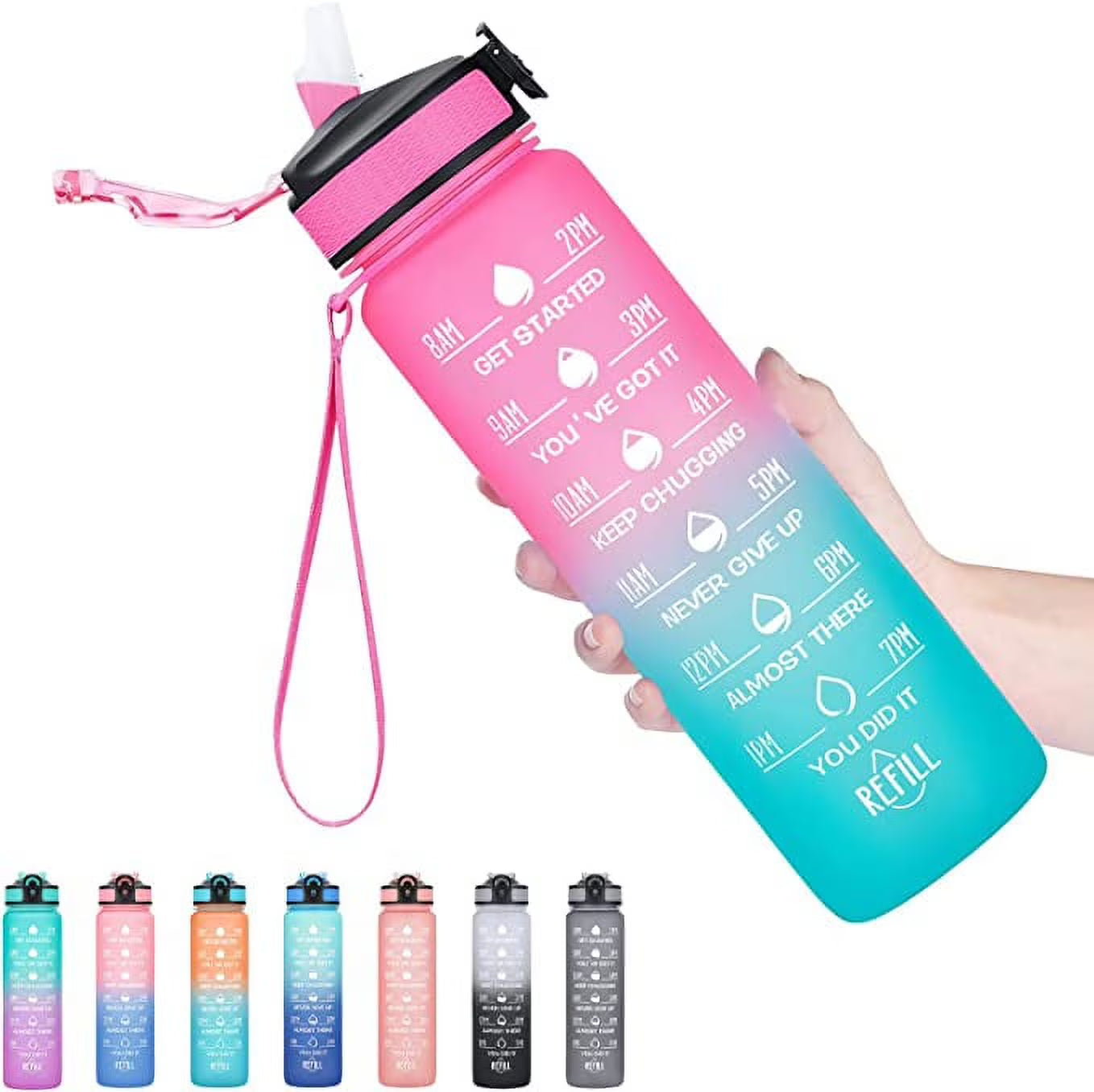 32 oz Motivational Water Bottle with Straw C6366