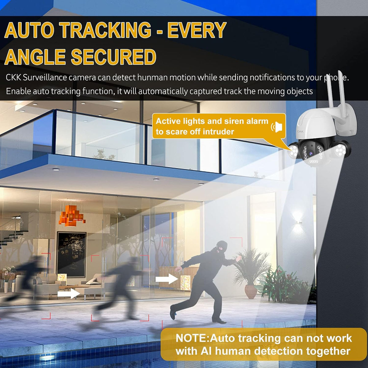 5MP Wireless PTZ Security Camera Outdoor with 64GB SD Card F196733