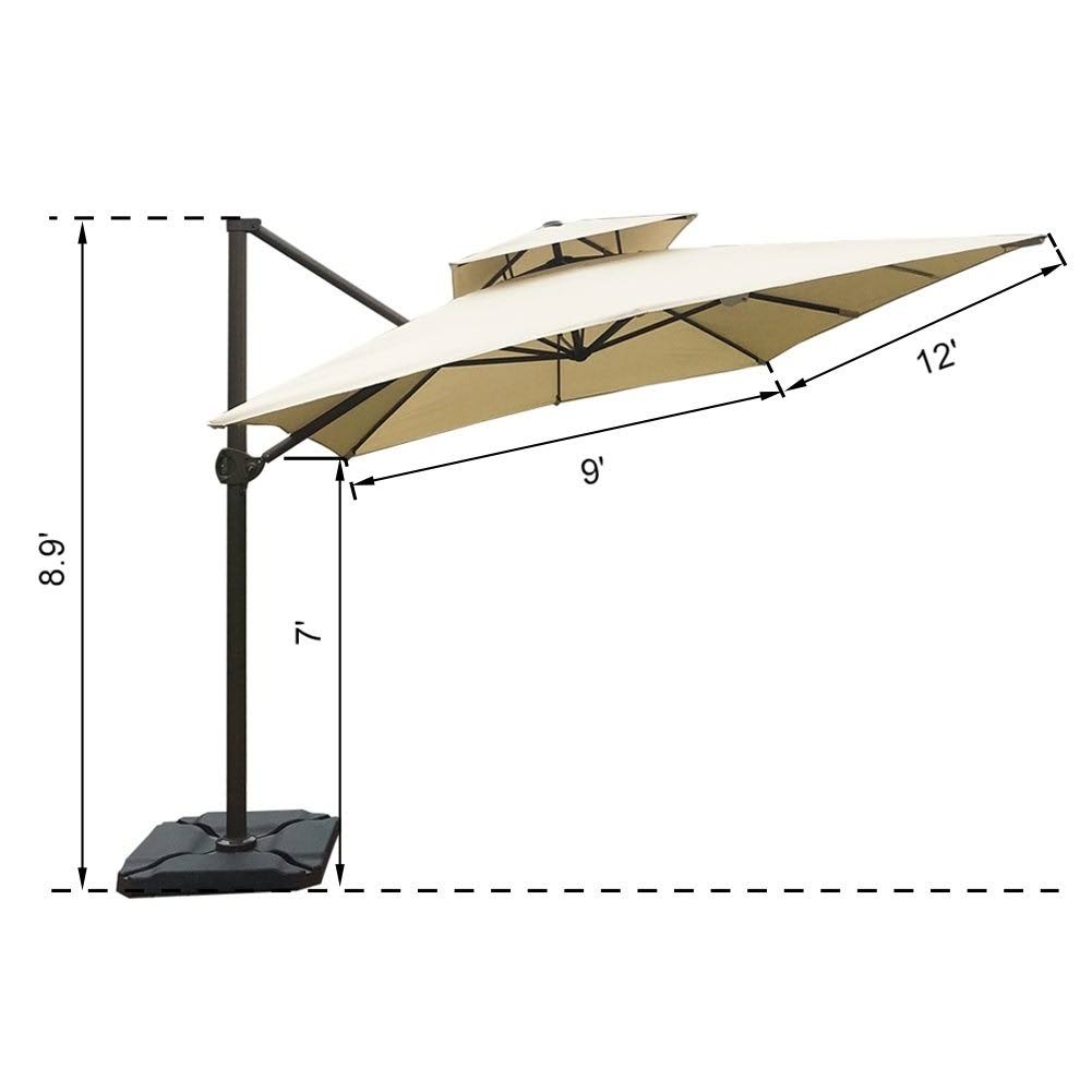 Brown Cantilever Umbrella with Cross Base X740283