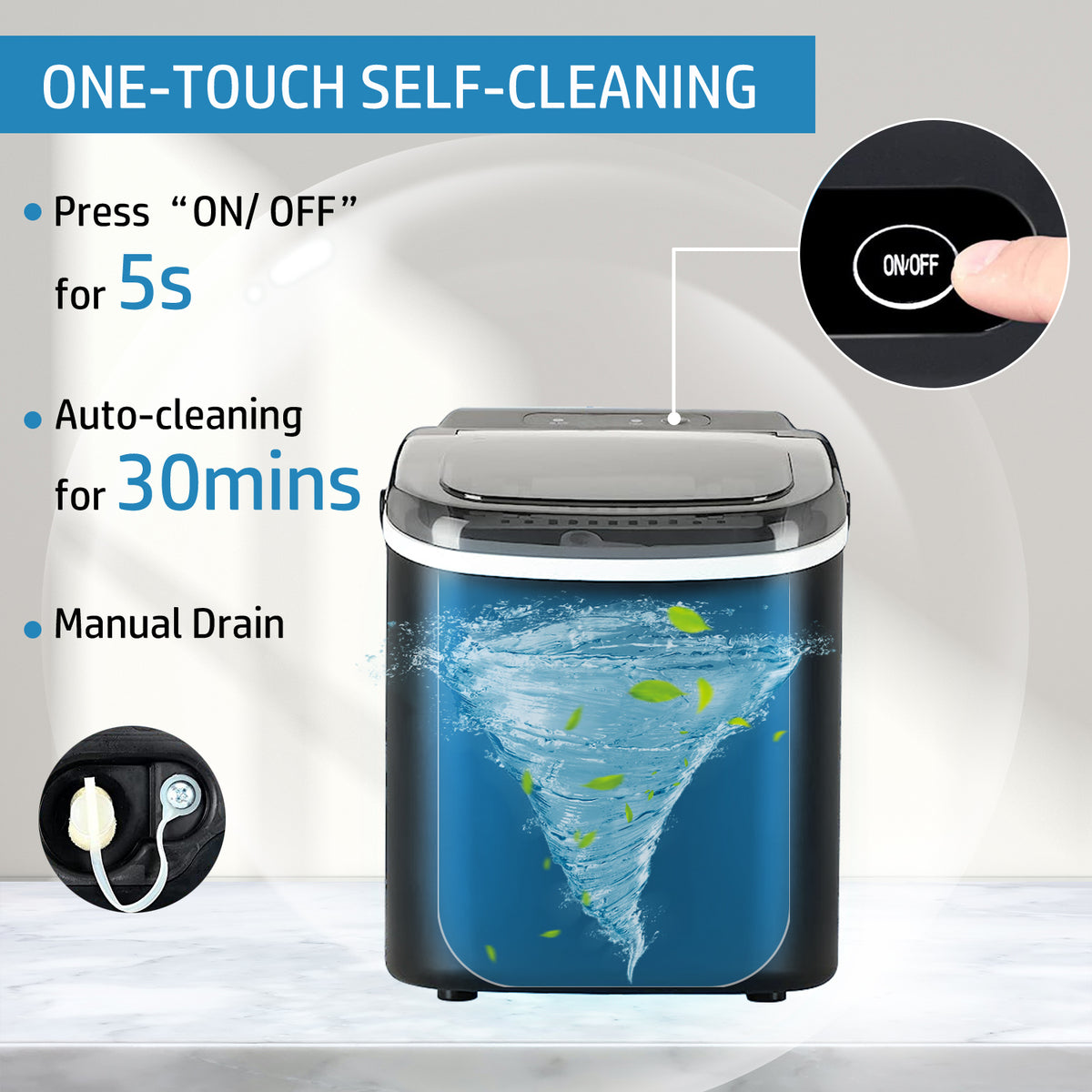 Black Countertop Ice Maker with Handle E805