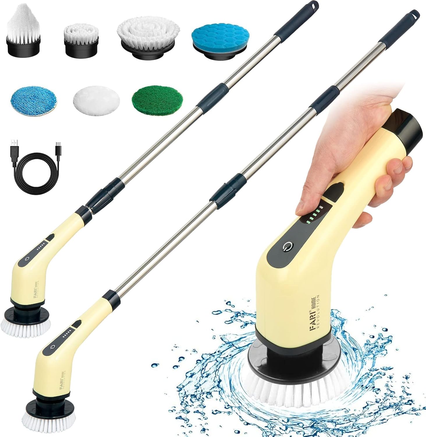 Cordless Electric Spin Scrubber with 7 Replaceable Brush Heads O904