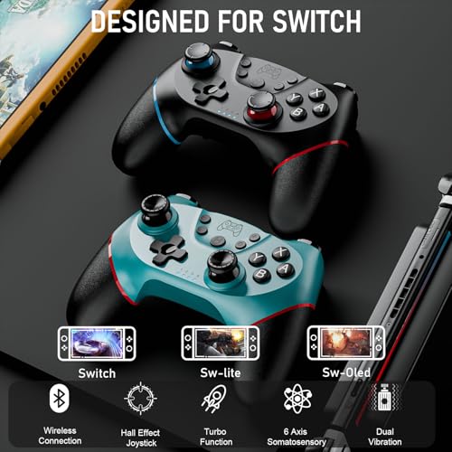 2 Pack Wireless Pro Controller for Switch 2/Lite/OLED with Hall Effect N44194
