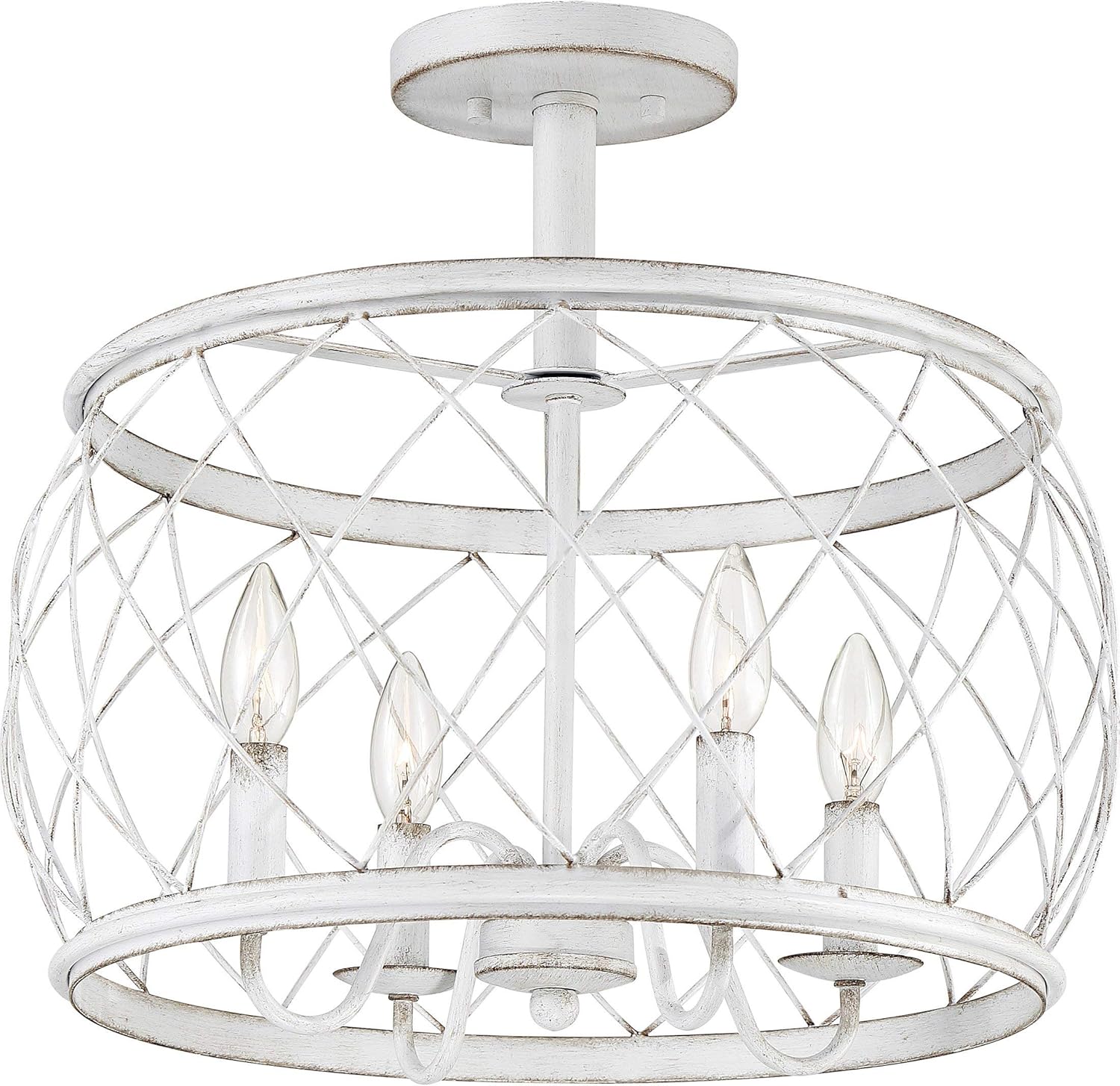 Antique White 4-Light Semi-Flush Ceiling Lighting F559
