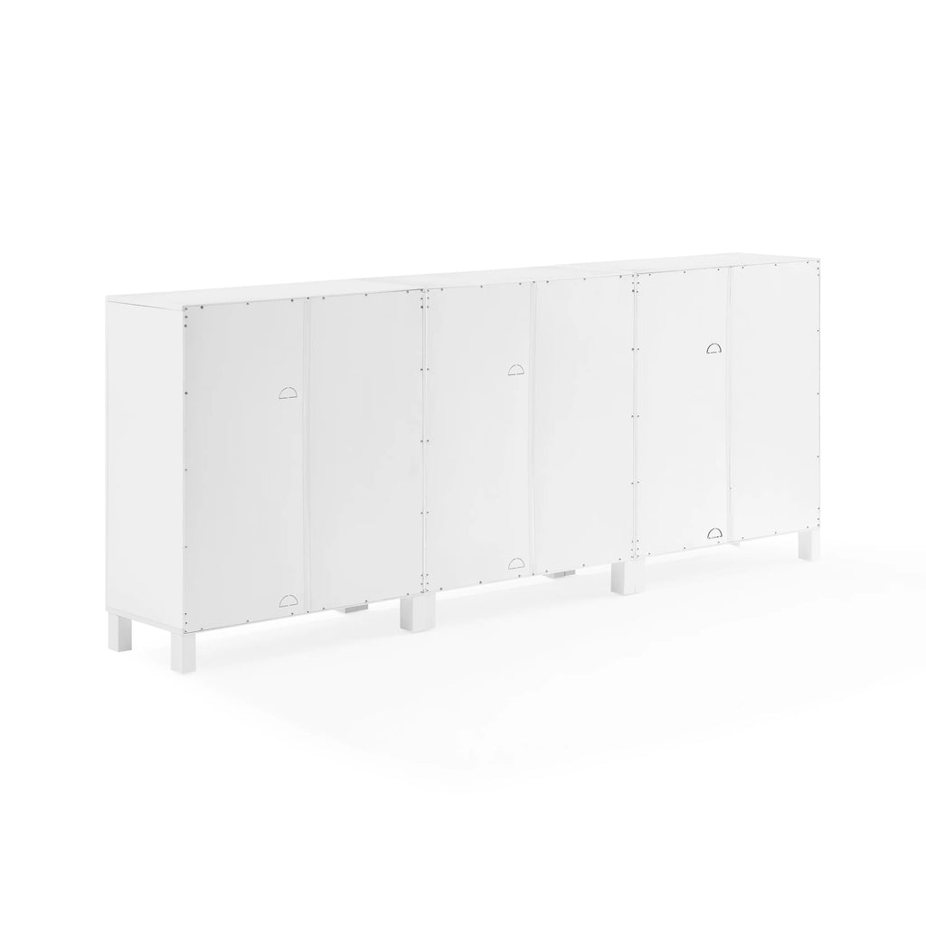 White Wood Media Storage Cabinet Set of 3 V9584