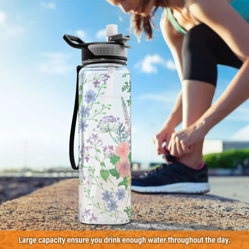 Clear 32oz Tritan Water Bottle with Straw E358