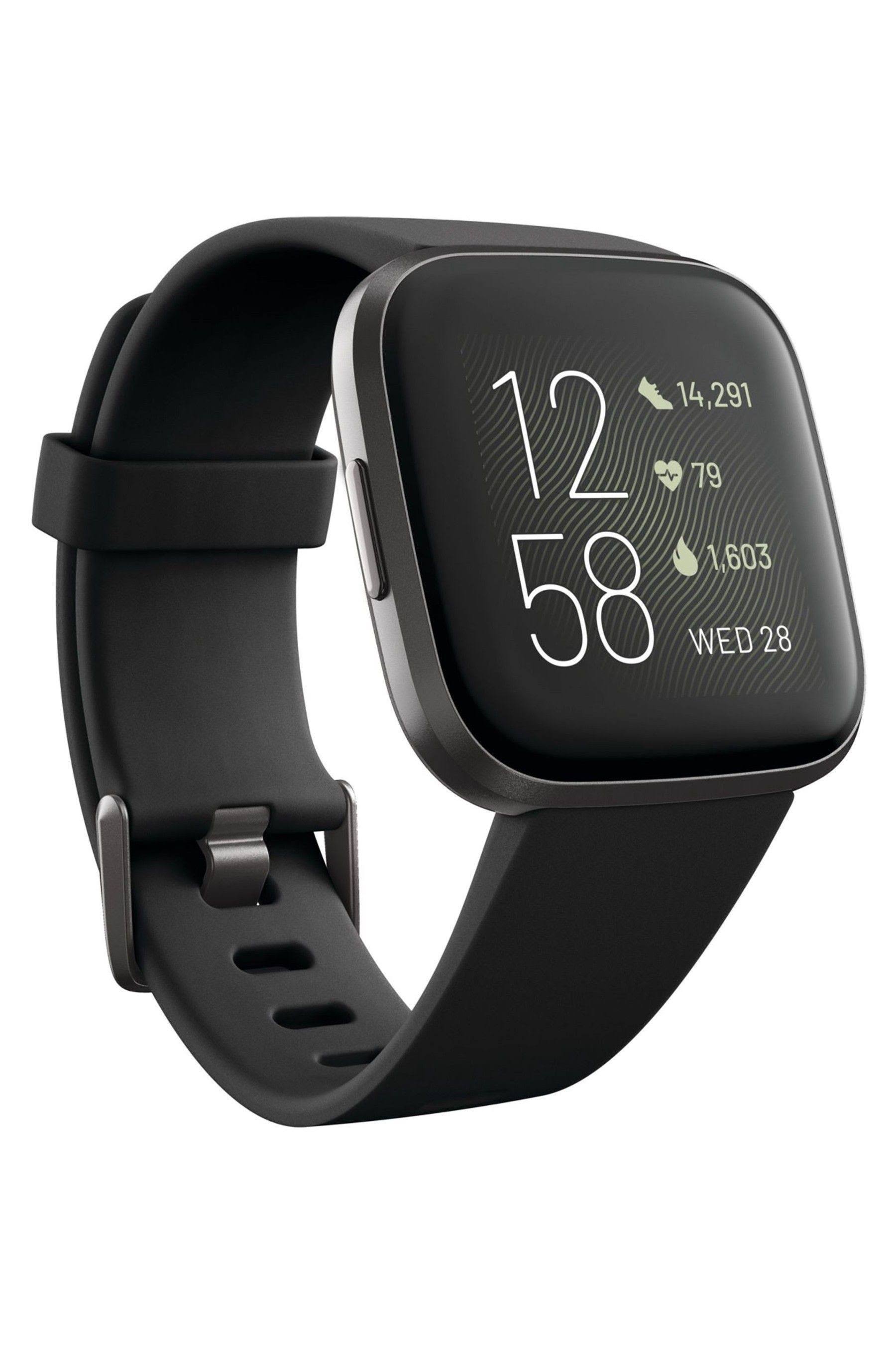 Versa 2 Smartwatch 40mm Aluminum Black/Carbon with Silicone Band R905