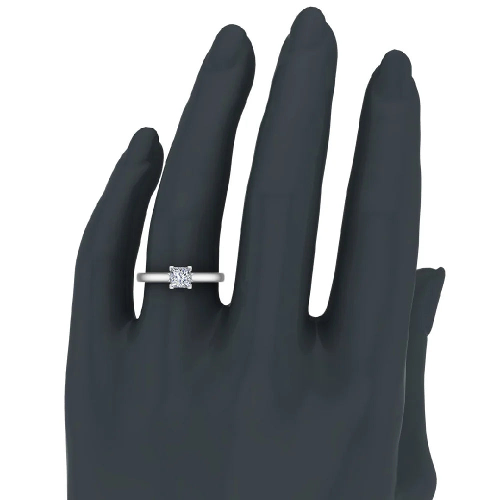 18K White Gold Princess Solitaire Diamond Ring 0.50 Carat S4838