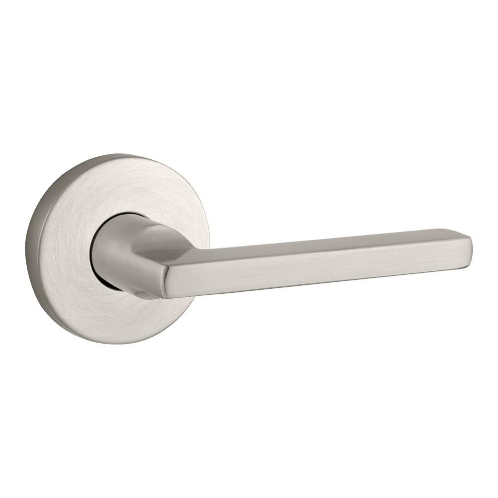 Satin Nickel Square Passage Leverset with Round Rose W857