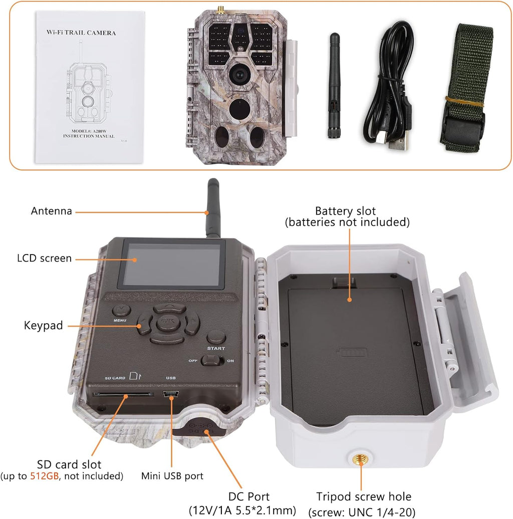 Deer & Trail Game Camera 32MP 1296P No Glow Night Vision Waterproof Motion Activated D929619