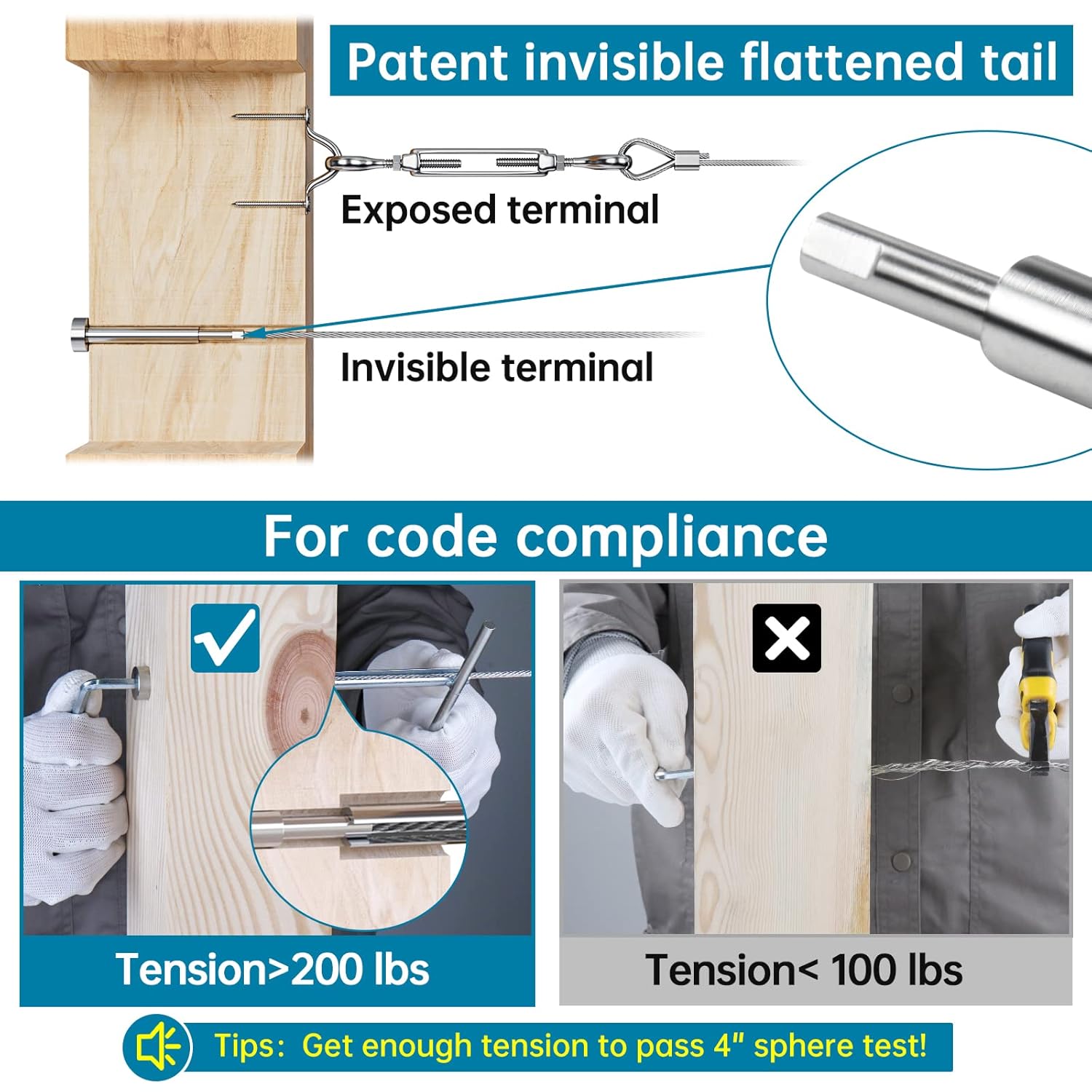 40Pair Invisible Cable Railing Kit T316 Stainless Steel X9963