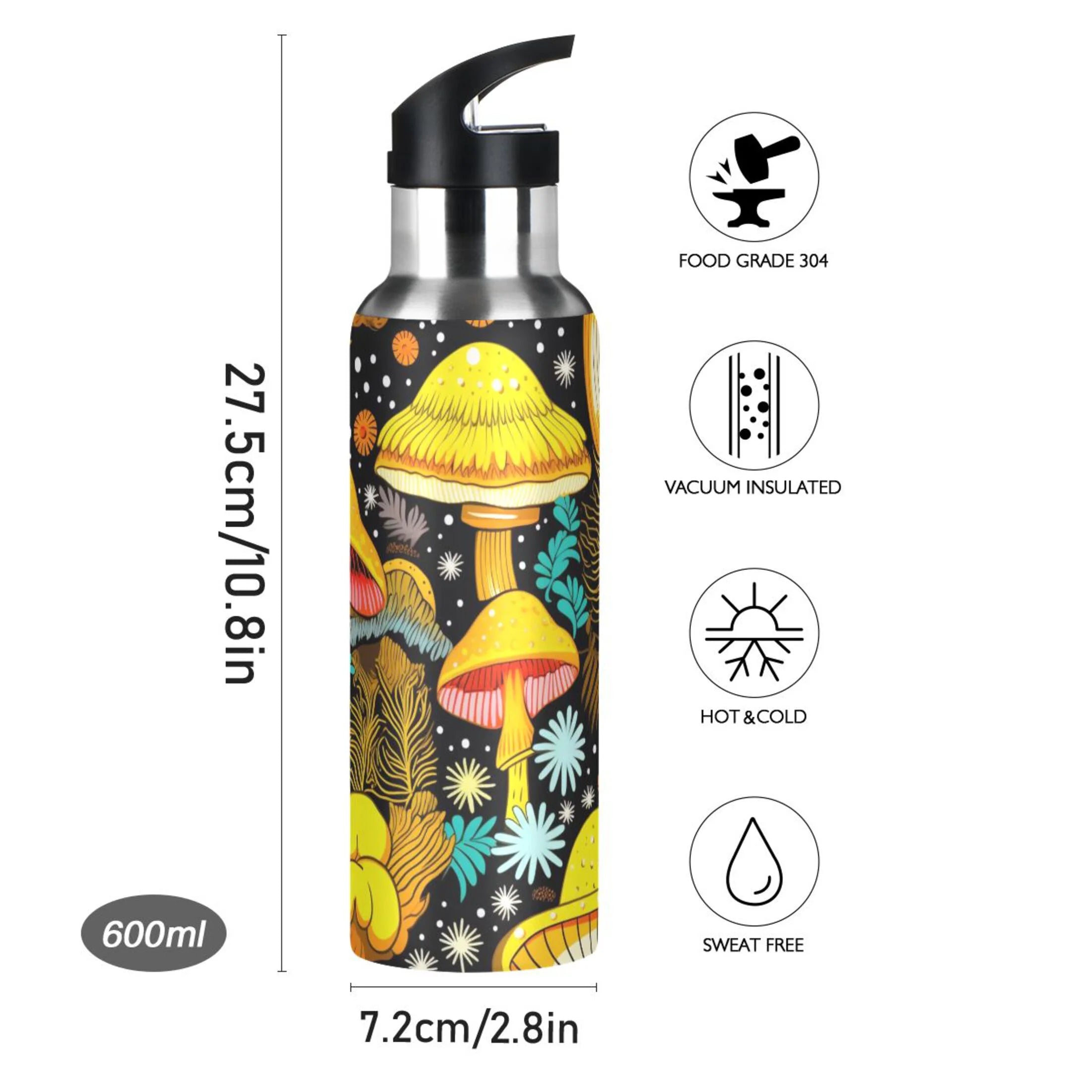 20 oz Insulated Stainless Steel Water Bottle with Straw Lid T2299