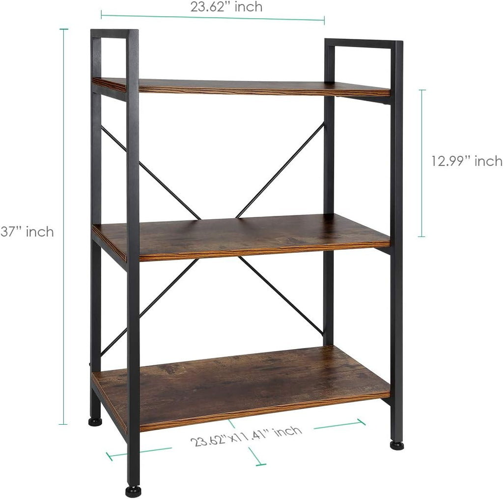 3-Tier Wood and Metal Bookshelf F18167