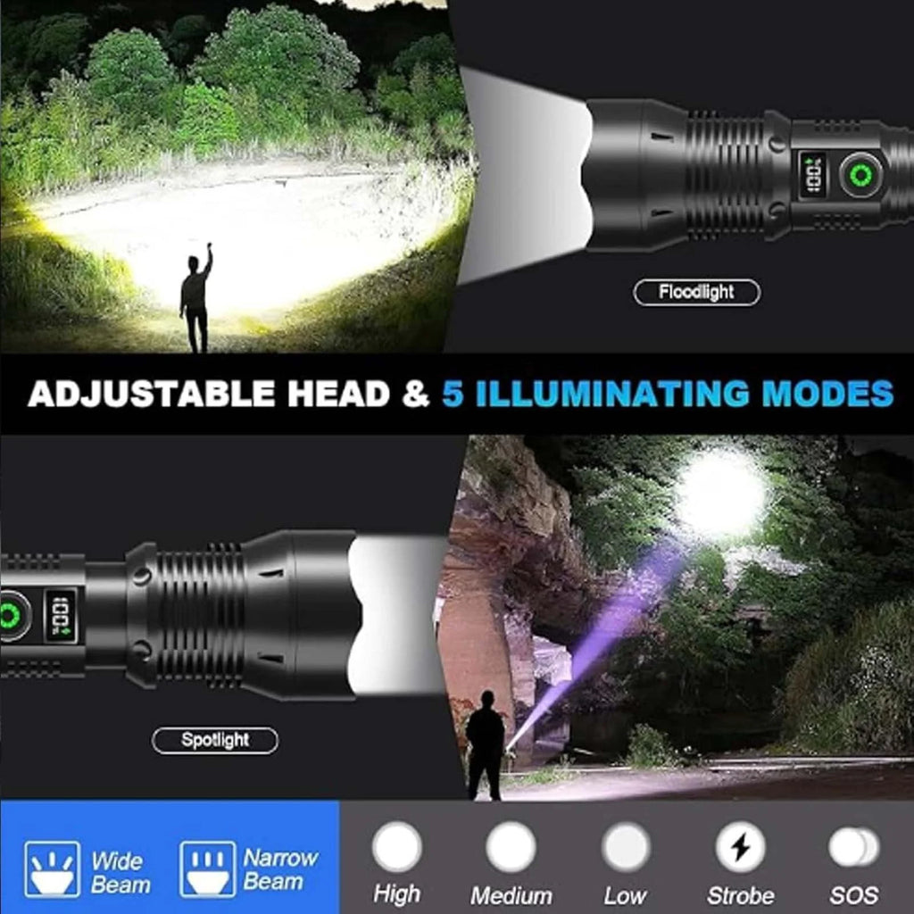 150000 Lumens USB Rechargeable Waterproof Handheld Flashlight G76689