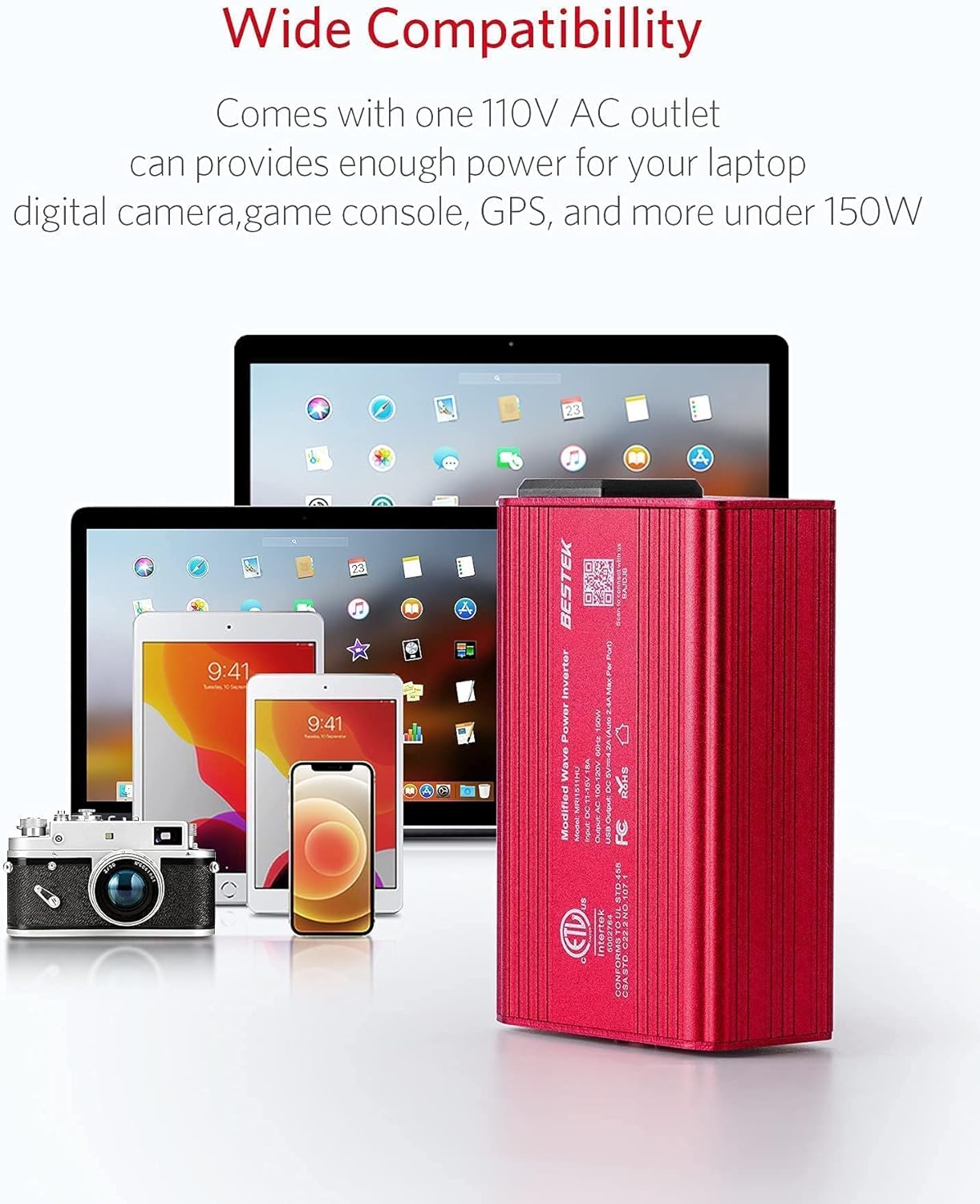 300W Power Inverter and 150W Car Power Inverter DC 12V to 110V AC USB Car Charger Pack of 2 N86671