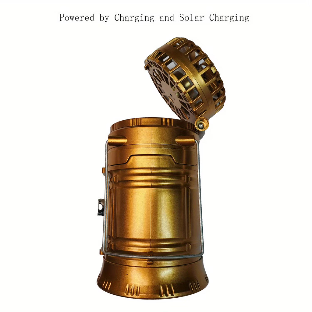 4-In-1 Solar Rechargeable Lantern With Fan And Mobile Phone Charging Port W402487