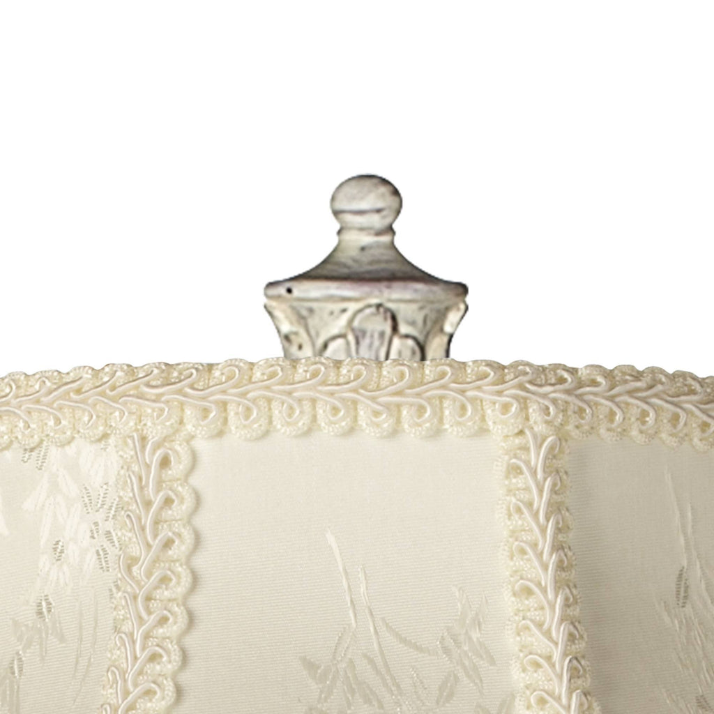 Antique White Cream Scallop Fabric Dome Shade Floor Lamp U818325