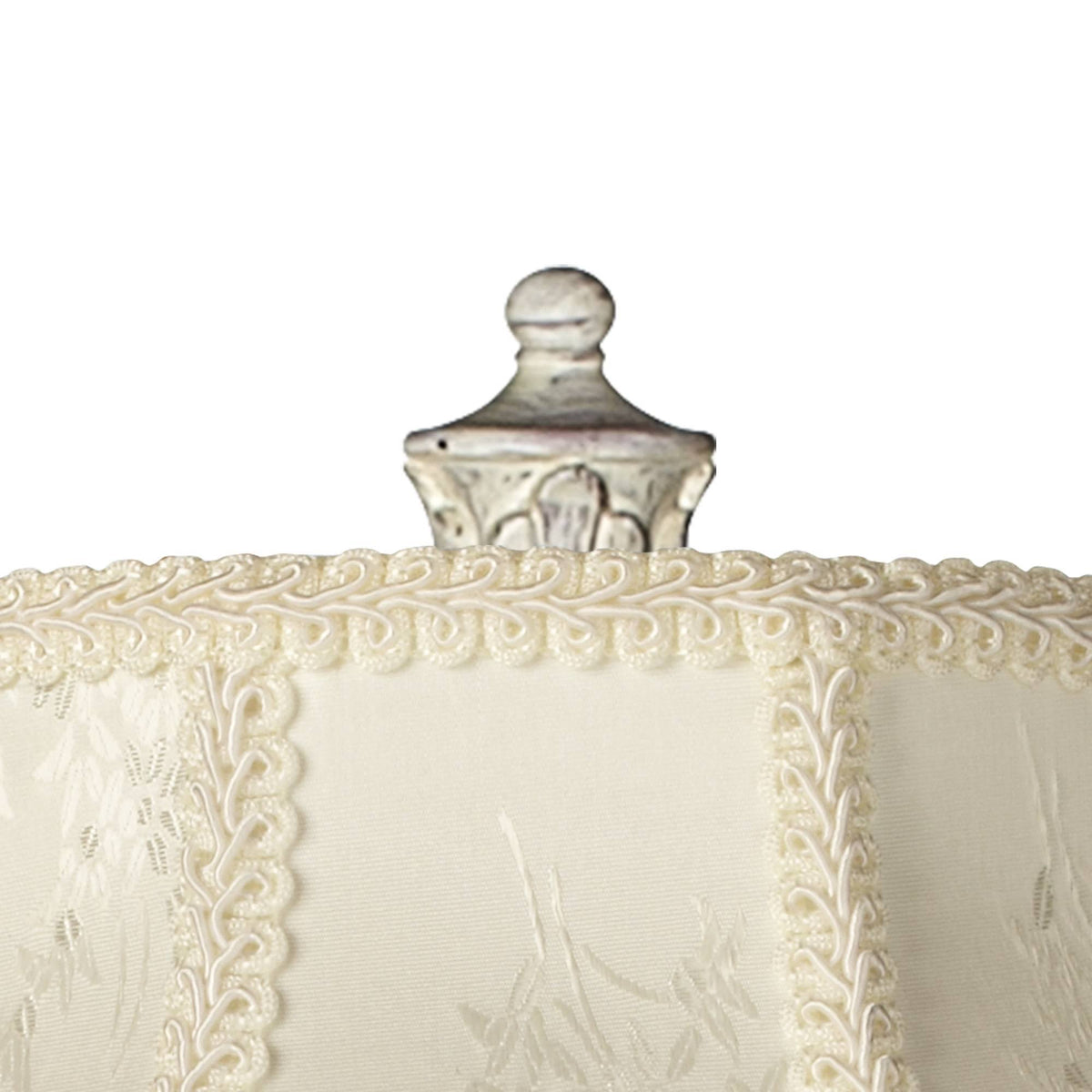 Antique White Cream Scallop Fabric Dome Shade Floor Lamp U818325